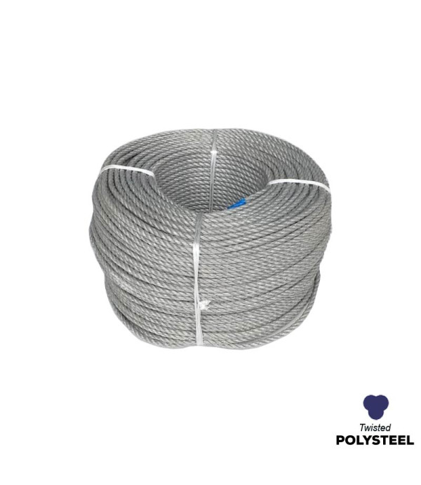 8mm - Polysteel Rope - 3-Strand Construction - Synthetic tensile | SOLD PER METER